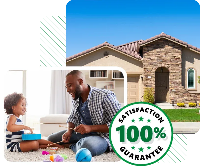 family playing in pest free home, 100% satisfaction guarantee